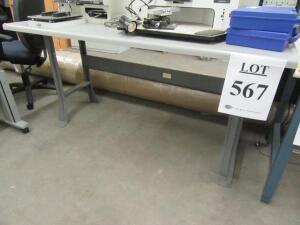 (1) WOOD TOP TABLE AND (1) METAL TABLE (WAREHOUSE)