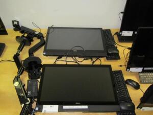 LOT (QTY.3) DELL OPTIPLEX 7450 ALL IN ONE TOUCH SCREEN DESKTOP COMPUTERS, INTEL CORE i5 3.2 GHZ, 8 GB RAM AND HARD DRIVE WITH MONITOR ARM, (GLASS IS C