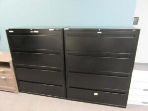 (1) 2 DOOR STORAGE CABINET, (2) 5 DRAWER CABINET AND (2) 4 DRAWER FILE CABINET