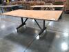 LOT OF 6 PACKAGING TABLES, 5 ARE BROWN TOP, 1 IS GREY TOP