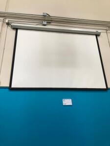DA-LITE ELECTRIC PROJECTION SCREEN WITH REMOTE CONTROL (CURRENTLY INSTALLED ON WALL)