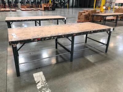 LOT OF 6 PACKAGING TABLES, ALL 6 ARE LIKE TABLES