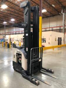 CROWN STAND UP REACH TRUCK, MODEL RR5225-45-300, SERIAL # 1A322478, WITH BATTERY, HOURS 5169, WITH MOTOROLA VC5090, WITH SYMBOL LS3578-ER20005WR (THIS LOT HAS A DELAYED PICK UP UNTIL 7-28-20)