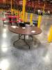 LOT, 4 BREAKROOM TABLES 60" DIAMETER, 4 OUTDOOR PICNIC TABLES, 1 PLASTIC BANQUET TABLE 18" W X 8' L, 6 TRASH CANS - 3