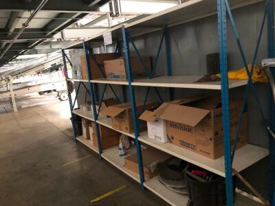 LOT, 3 SECTION S OF LIGHT SHELVING PLUS CONTENTS