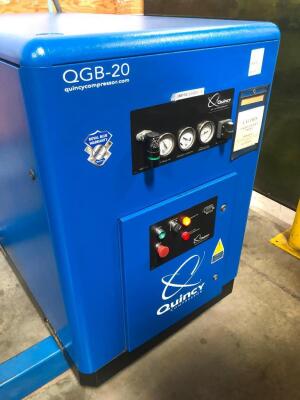 AIR COMPRESSOR, QUINCY, MODEL QGB 20, APPROXIMATELY 29701 HOURS