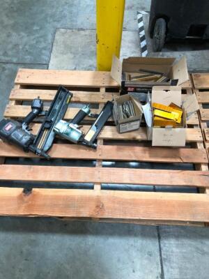 LOT, AIR TOOLS, (1) SENCO FRAMEPRO 602, (1) HITACHI N5008, INCLUDED NAILS AND STAPLES AS SHOWN