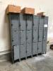 LOT, 8 WORKBENCHES WITH CONTENTS, 2 STEEL CABINETS WITH CONTENTS, 18 LOCKERS (1/3 SIZE), (LOT IS FURNITURE ONLY, LOT DOES NOT INCLUDE ANY IT EQUIPMENT OR ELECTRONICS) - 6