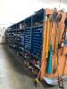 LOT, 8 ROWS OF METAL SHELVING, 1 ROW AGAINST WALL, APPROXIMATELY 99 SECTIONS, INCLUDES SHELF CONTENTS (MOSTLY SPARE PARTS), 2 YELLOW CABINETS, MISC FURNITURE - 2