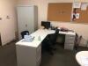 LOT, CONTENTS OF 4 OFFICES, INCLUDES DESKS, CHAIRS, FILE CABINETS, REFRIGERATOR, COOLER, SHELVES, (LOT IS FURNITURE ONLY, LOT DOES NOT INCLUDE ANY IT EQUIPMENT OR ELECTRONICS) - 7