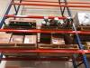 LOT, PALLET RACK PLUS PARTS. CONVEYOR SPARE PARTS CONSISTING OF ALL ITEMS ON RACKING AND 10 PALLETS ON FLOOR IN FRONT OF RACKING, 4 SECTIONS PALLET RACKING (5 UPRIGHTS 34" DEEP X 25' TALL, 54 BEAMS 9' LONG), AS SHOWN. - 6