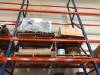 LOT, PALLET RACK PLUS PARTS. CONVEYOR SPARE PARTS CONSISTING OF ALL ITEMS ON RACKING AND 10 PALLETS ON FLOOR IN FRONT OF RACKING, 4 SECTIONS PALLET RACKING (5 UPRIGHTS 34" DEEP X 25' TALL, 54 BEAMS 9' LONG), AS SHOWN. - 9