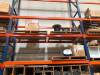 LOT, PALLET RACK PLUS PARTS. CONVEYOR SPARE PARTS CONSISTING OF ALL ITEMS ON RACKING AND 10 PALLETS ON FLOOR IN FRONT OF RACKING, 4 SECTIONS PALLET RACKING (5 UPRIGHTS 34" DEEP X 25' TALL, 54 BEAMS 9' LONG), AS SHOWN. - 12