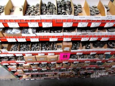 Assorted Black Metals Reducer Elbows, Elbows, Couplings, Caps Sizes: 3/8''-3'' (7 shelves)