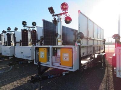 2015 SCT 20 Hybrid Light Tower - Mobile Solar Generator From DC Solar Consists of: Generator 2 SMA Converters Midnight Classic controller 2 x 48v Batteries and 2 LED Light Towers & Fuel Tank 10 Solar Panels ROW: 1 VIN: 4HXSC1724FC180202 Trailer Year: 2015