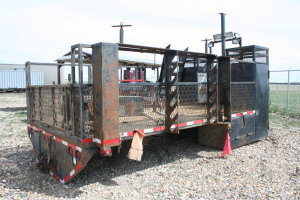 Service deck, Service deck for rig support truck, BOP stack, tool boxes, light package, pindle hitch on rear, 18 ft. [Loc: 36-49-28 W. 3rdLloydminster, SK Canada)