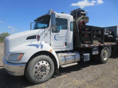 2012 Kenworth Model T-370 Flatbed Truck ; VIN: 2NKHHN7X3CM335643; 63,327 miles indicated, 3155.9 hrs, with Paccar PX8, 330 hp diesel engine, Allison a