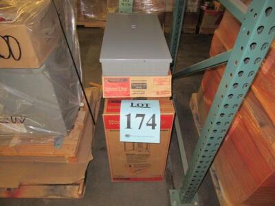 LOT OF 8, HOMELINE OUTDOOR LOAD BOX UPTO 225 AMPS 12 SPACES