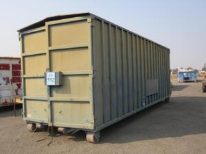 24FT ROLL OFF DOUBLE DOOR SHIPPING CONTAINER WITH CONTENTS (2) TRUCK RACKS