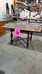 59 INCH EXPANDING ANTIQUE WOOD TABLE