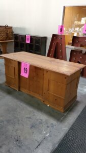 70X30 INCH ANTIQUE DOUBLE PEDESTAL DESK