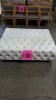 LOT OF 2 WHITE VINYL TUFTED BENCHES