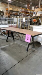 90X36 INCH STEEL FRAME WOOD TOP TABLE