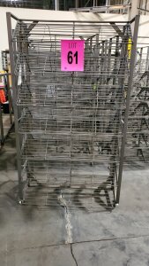 LOT OF 6 TWO SIDED METAL ROLLING SHOE RACKS