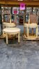 LOT OF 13 , 35 INCH ROUND DISPLAY TABLES NATURAL