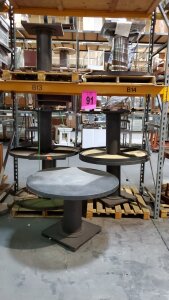 LOT OF 7 48 INCH ROUND METAL TABLES