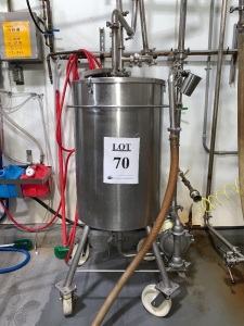 STAINLESS STEEL VERTICAL HOLDING TANK, APPROX. 24" DIA X 36" H (FOR DIMENSION TANK ONLY)STAINLESS STEEL VERTICAL HOLDING TANK, APPROX. 24" DIA X 36" H (FOR TANK ONLY)