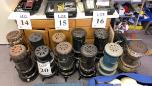 LOT OF (11) SMOKELESS OIL HEATERS (SOME MISSING PARTS)