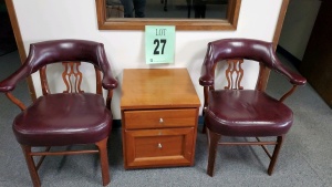 LOT OF 2 TRADITIONAL CHAIRS AND WOOD CABINET