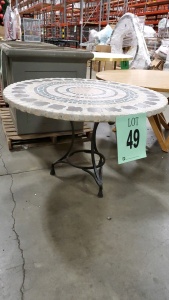 48'' ROUND PATIO TABLE STEEL FRAME/CONCRETE TOP