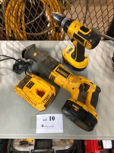 Dewalt DC385 Variable Speed Reciprocating Saw + DC725 1/2" Hammerdrill + Charger