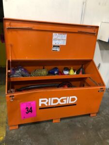 Ridgid 3068-OS Storage Chest w/Asst'd Electrical and Plumbing Parts/Conduit Tubing Benders/Fish Tape/Pick Axes *102 N Midway Rd Cordele, GA 31015*