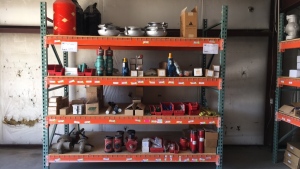 LOT OF MISC SAMPLE PROBES, ROD LUBRICATORS, SAFETY RELIEF VALVES, THEIF HATCHES, CC BULLETS, CARBIDE SEAT CHOKES, GATE VALVES, SEATING NIPPLES.
APPROXIMATELY 300 PIECES.
4 SHELVES.
PALLET RACK NOT INCLUDED.
LOCATED IN CARLSBAD NM.