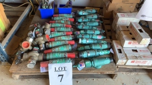 LOT OF ASSTD BAIRD GAS SAFTEY RELIEF VALVES & BYPASS RELIEF VALVES: (5) ASSTD BYPASS RELIEF VALVES, (12) MODEL 772-T, (18) ASSTD SAFTEY VALVES (LOCATION: Jourdanton, TX)