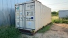 SHIPPING CONTAINER ON SKID APROX 20FT WITH METAL SHELVING ASSTD FLANGES, PIPE FITTINGS & BOLTS (LOCATION: Jourdanton, TX)