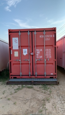 SHIPPING CONTAINER ON SKID APROX 19FT WITH METAL SHELVING, ASSTD FLANGES AND TEE PIPES SHIPPING CONTAINER APROX 19FT WITH METAL SHELVING, ASSTD FLANGES AND TEE PIPES (LOCATION: 1900 TX-97, PLEASONTON, TX 78064)