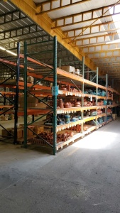 LOT OF 12 SEC. PALLET RACKING, 12FT X 4FT X 8FT , (84) BEAMS W/ WIRE DECKING AND PLAYWOOD ( DELAY PICK UP ) BUYERS ARE RESPONSIBLE TO CUT OFF ANY BOLTS, ( LOCATED IN ODESSA TX )