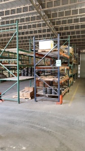 LOT OF 10 SEC. ASST'D PALLET RACKING, , (64) BEAMS W/ WIRE DECKING AND PLAYWOOD ( DELAY PICK UP ) BUYERS ARE RESPONSIBLE TO CUT OFF ANY BOLTS, ( LOCATED IN ODESSA TX )