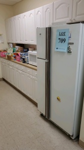 FRIGIDAIRE REFRIGERATOR, (2) MICROWAVES & SUPPLIES (LOCATED IN ODESSA TX)