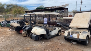 LOT APPROX.(29) ASST'D GOLF CARTS FOR PARTS, NO KEYS, (LOCATION: 91-325 Komohana St, Kapolei, HI 96707), (EAST SIDE)