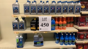 LOT OF ASST'D ENGINE OIL AND ENGINE LUBRICANT KINETIX 10W-30, 5W-30, 10W-40, 15W-40, 20W-50, OPTI -4 SAE 10W30, SAE 30, KINETIX ALL SEASON BAR AND CHAIN LUBRICANT AND (6) 5GAL FUEL CAN (22)