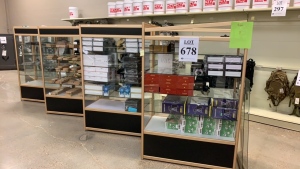 (7) 46IN X 23IN X 70IN HIGH DISPLAY CABINETS WITH GLASS FRAME (NO KEY) (ROW 2) (DELAY PICK UP BUYER WILL BE NOTIFY)