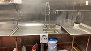 59IN X 30IN X37IN STAINLESS STEEL WORK TABLE W/ RIGHTSIDE SINK AND 35IN X 29IN X 37IN STAINLESS STEEL DISHTABLE (RESTURANT) (BUYER RESPONSIBLE FOR CAPPING)