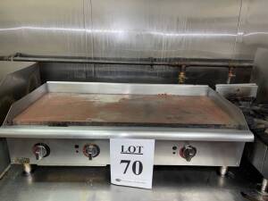 APW WYOTT 48" X 19" GRIDDLE WITH STAINLESS STEEL PEDESTAL (LOCATION PUB)