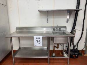 72" X 30" STAINLESS STEEL SINK WITH 48" X 18" SHELF (LOCATION PUB)