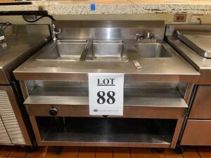 44" X 45" RANDELL 31330 2 WELL HOT FOOD TABLE STEAM BUFFET UNIT ELECTRIC WITH SINK (LOCATION STONE'S THROW)